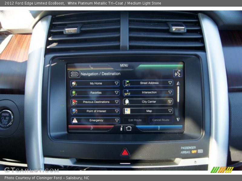 White Platinum Metallic Tri-Coat / Medium Light Stone 2012 Ford Edge Limited EcoBoost