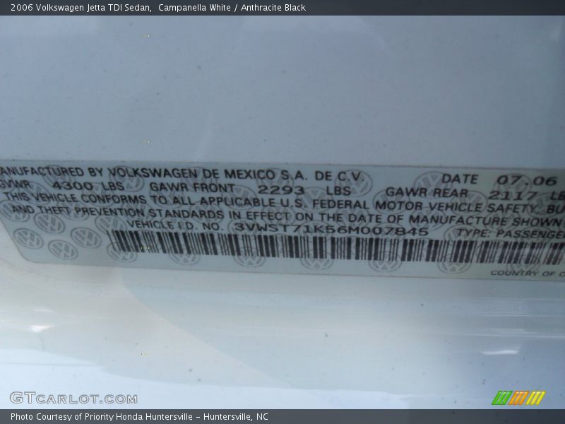 Campanella White / Anthracite Black 2006 Volkswagen Jetta TDI Sedan