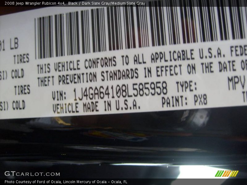 Black / Dark Slate Gray/Medium Slate Gray 2008 Jeep Wrangler Rubicon 4x4
