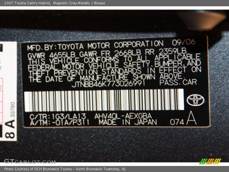 Magnetic Gray Metallic / Bisque 2007 Toyota Camry Hybrid