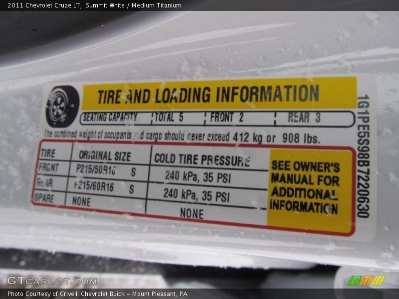 Summit White / Medium Titanium 2011 Chevrolet Cruze LT