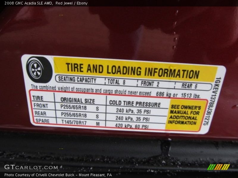 Red Jewel / Ebony 2008 GMC Acadia SLE AWD
