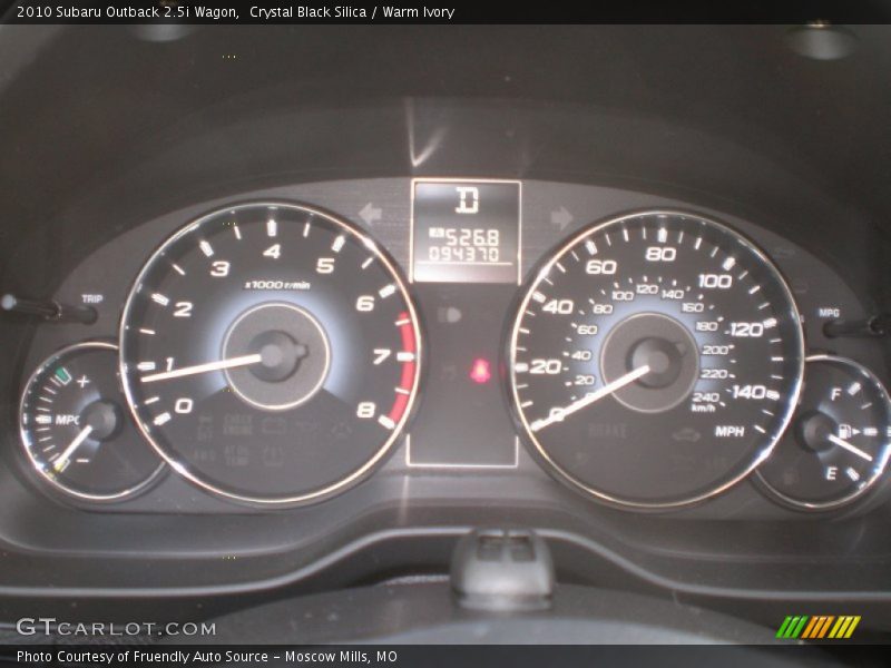 Crystal Black Silica / Warm Ivory 2010 Subaru Outback 2.5i Wagon