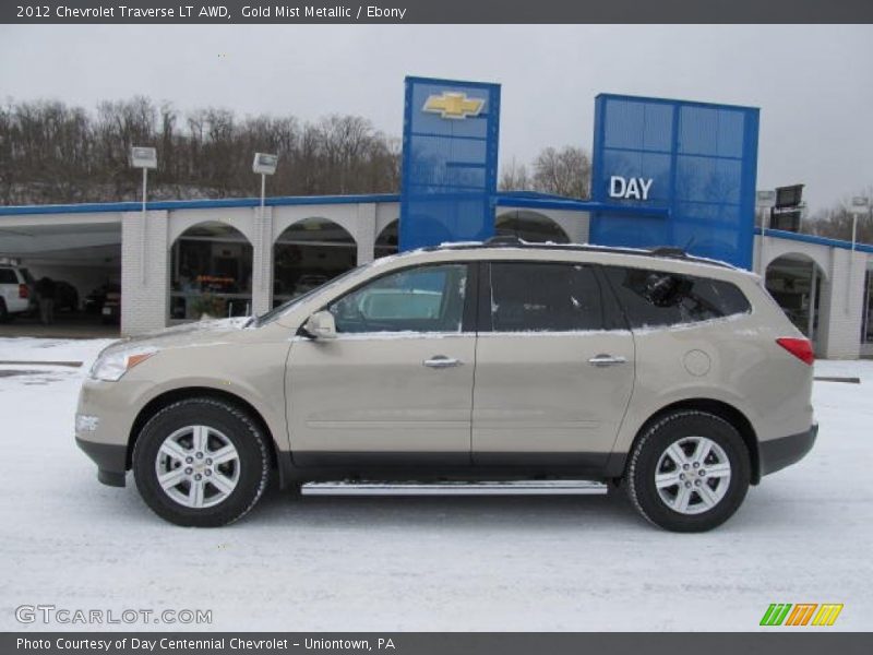 Gold Mist Metallic / Ebony 2012 Chevrolet Traverse LT AWD