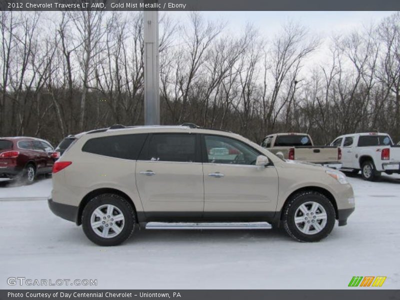 Gold Mist Metallic / Ebony 2012 Chevrolet Traverse LT AWD