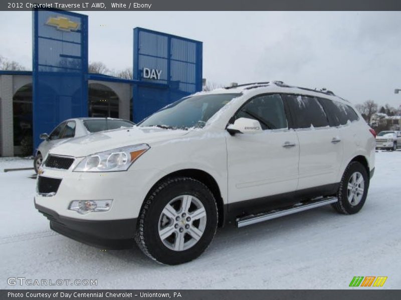 White / Ebony 2012 Chevrolet Traverse LT AWD