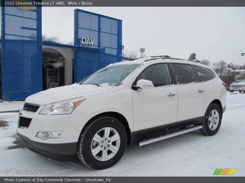 White / Ebony 2012 Chevrolet Traverse LT AWD
