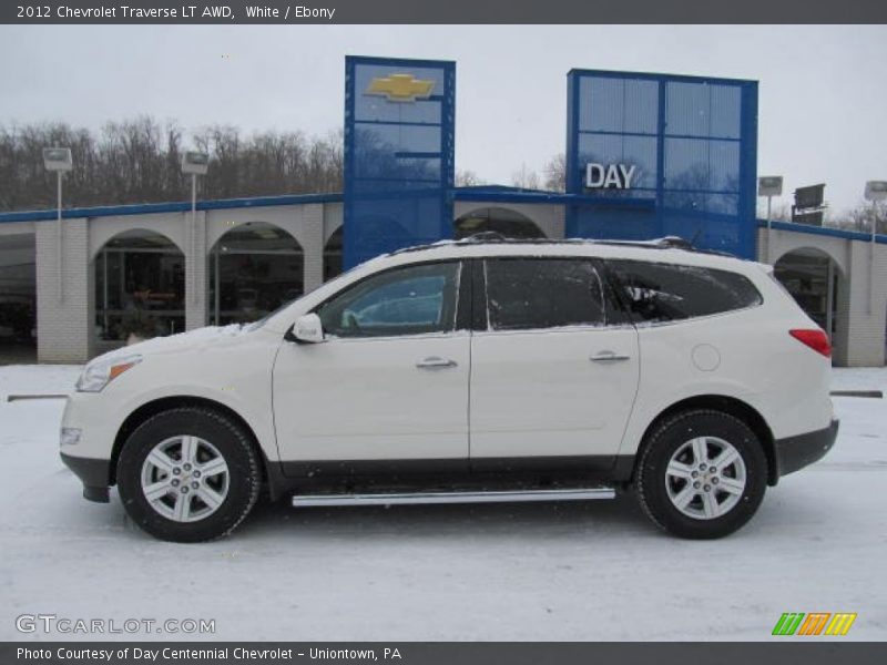 White / Ebony 2012 Chevrolet Traverse LT AWD