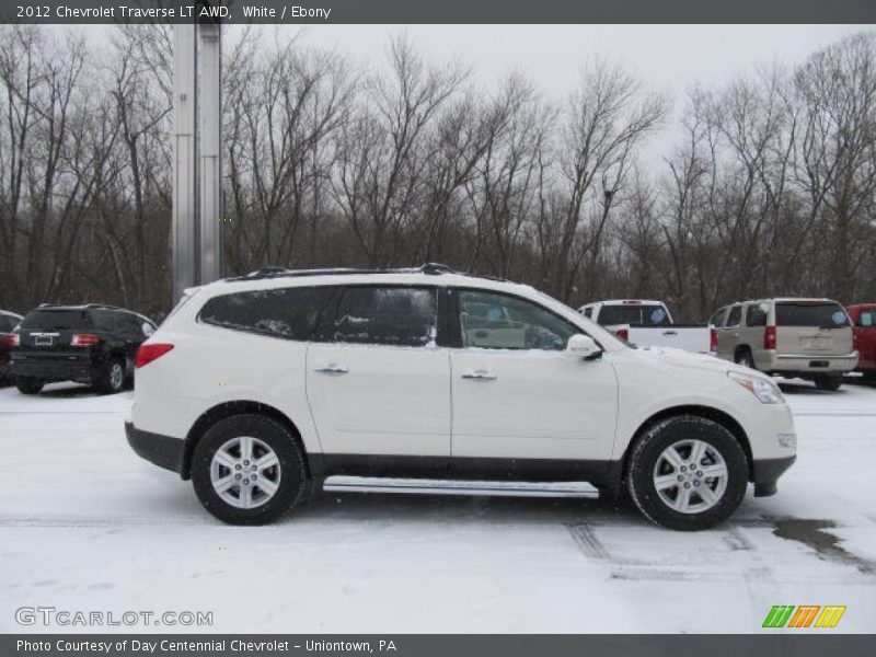 White / Ebony 2012 Chevrolet Traverse LT AWD