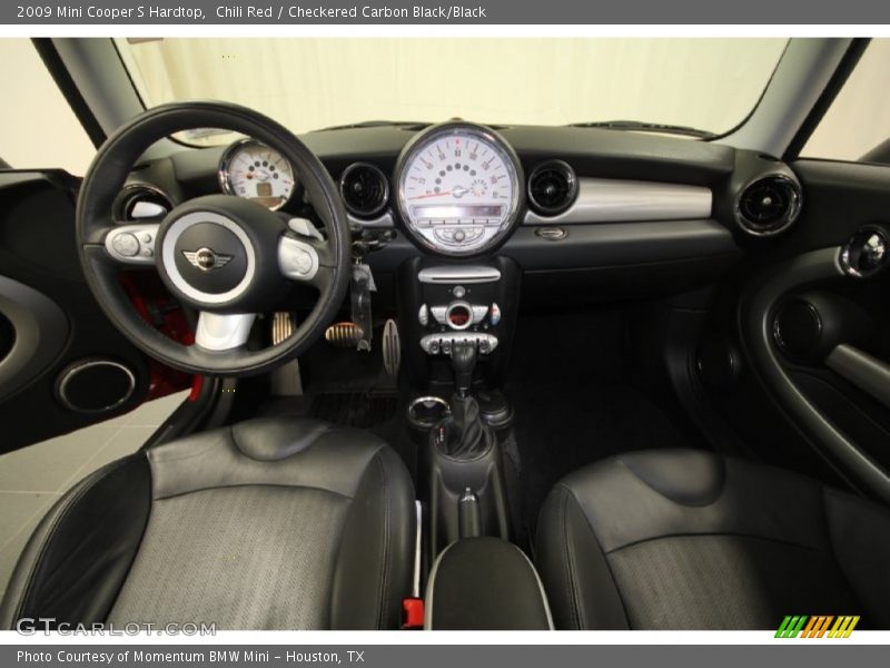 Chili Red / Checkered Carbon Black/Black 2009 Mini Cooper S Hardtop