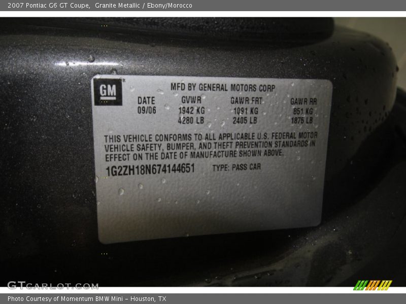 Granite Metallic / Ebony/Morocco 2007 Pontiac G6 GT Coupe
