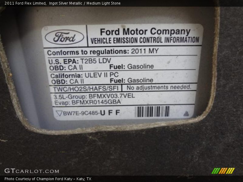 Info Tag of 2011 Flex Limited