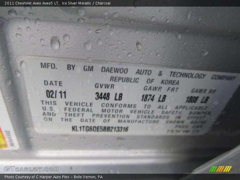 Ice Silver Metallic / Charcoal 2011 Chevrolet Aveo Aveo5 LT