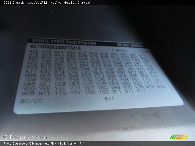 Ice Silver Metallic / Charcoal 2011 Chevrolet Aveo Aveo5 LT