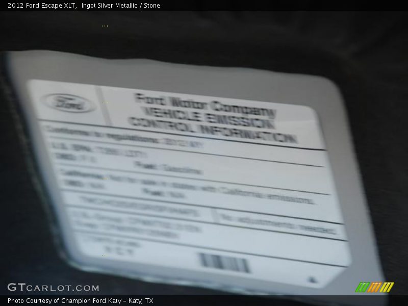 Ingot Silver Metallic / Stone 2012 Ford Escape XLT