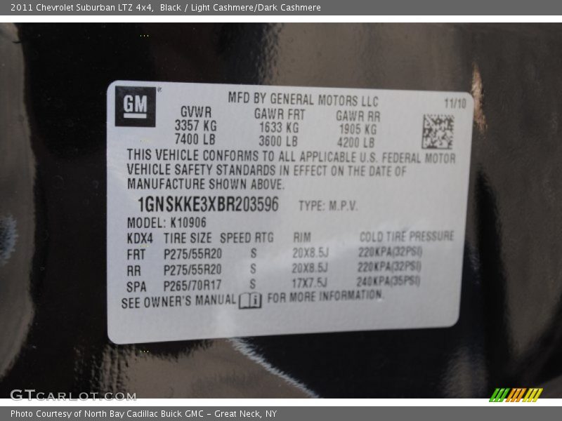 Black / Light Cashmere/Dark Cashmere 2011 Chevrolet Suburban LTZ 4x4