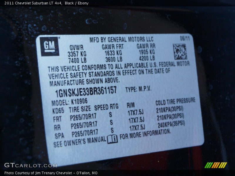 Black / Ebony 2011 Chevrolet Suburban LT 4x4