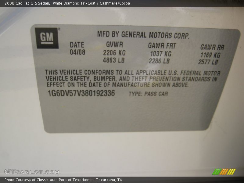 White Diamond Tri-Coat / Cashmere/Cocoa 2008 Cadillac CTS Sedan