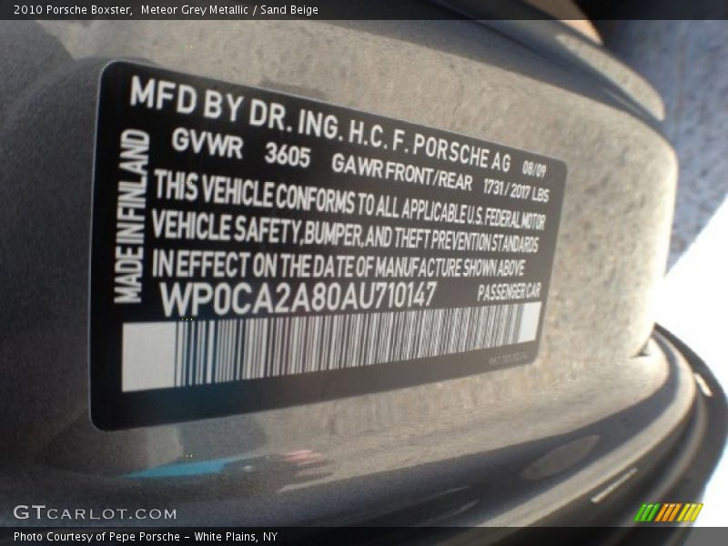 Meteor Grey Metallic / Sand Beige 2010 Porsche Boxster