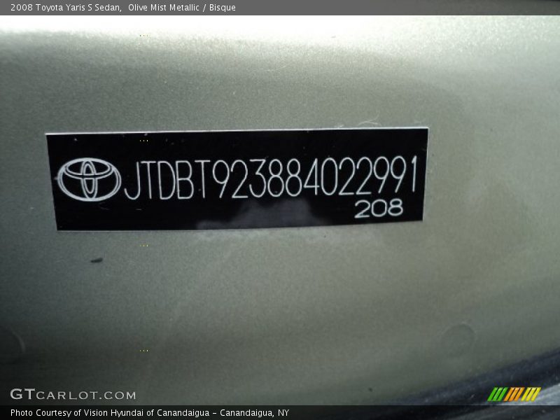 Olive Mist Metallic / Bisque 2008 Toyota Yaris S Sedan