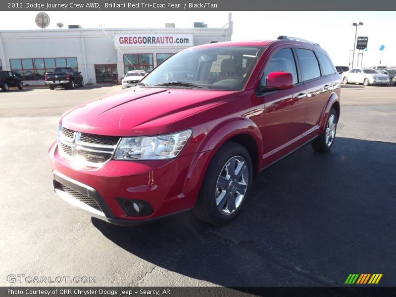 Brilliant Red Tri-Coat Pearl / Black/Tan 2012 Dodge Journey Crew AWD