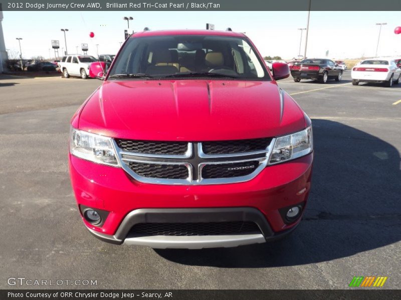 Brilliant Red Tri-Coat Pearl / Black/Tan 2012 Dodge Journey Crew AWD