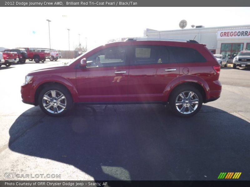 Brilliant Red Tri-Coat Pearl / Black/Tan 2012 Dodge Journey Crew AWD