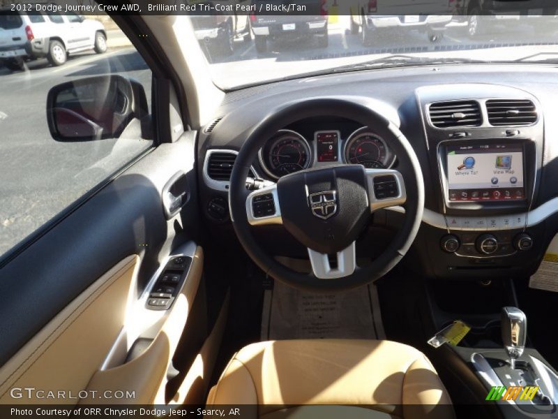 Brilliant Red Tri-Coat Pearl / Black/Tan 2012 Dodge Journey Crew AWD