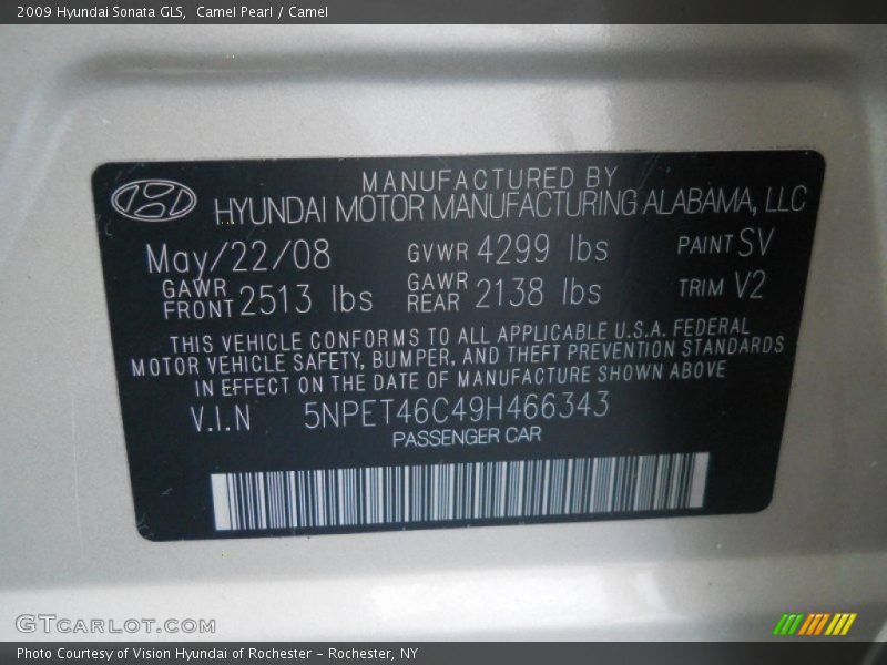 Camel Pearl / Camel 2009 Hyundai Sonata GLS