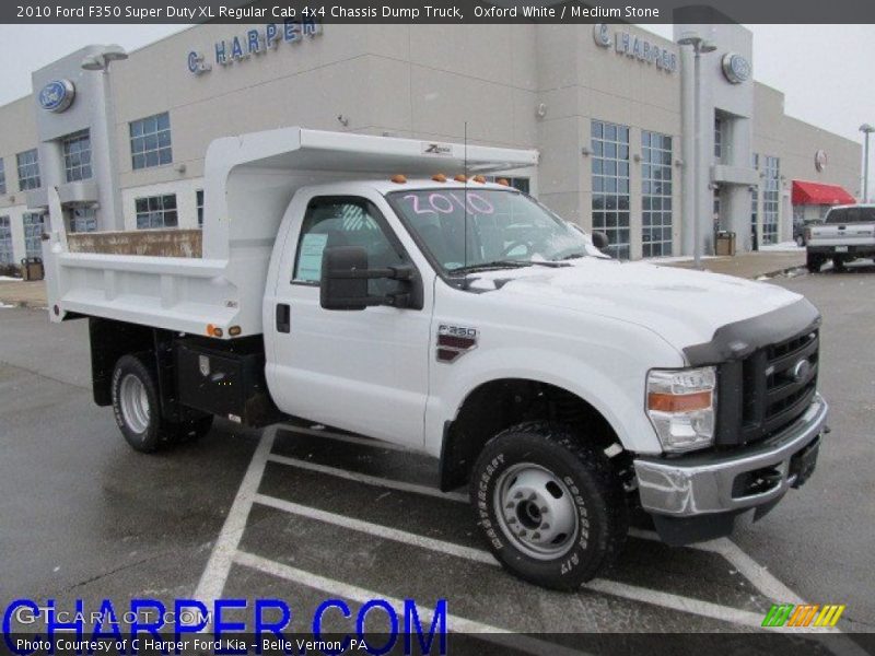 Oxford White / Medium Stone 2010 Ford F350 Super Duty XL Regular Cab 4x4 Chassis Dump Truck