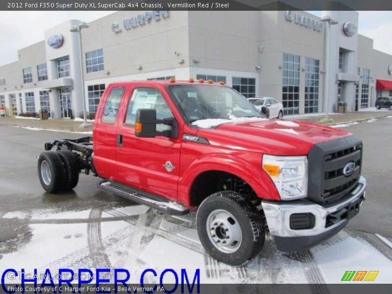 Vermillion Red / Steel 2012 Ford F350 Super Duty XL SuperCab 4x4 Chassis
