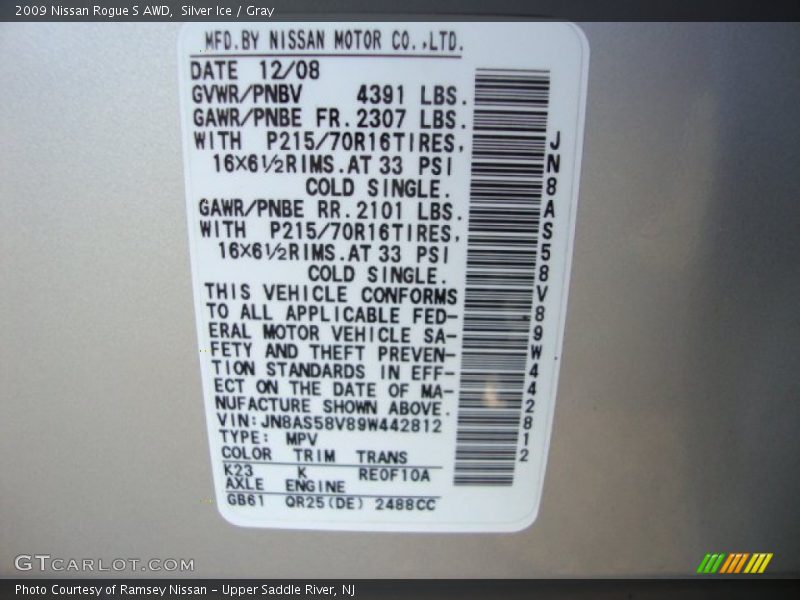 Silver Ice / Gray 2009 Nissan Rogue S AWD