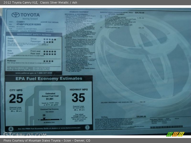 Classic Silver Metallic / Ash 2012 Toyota Camry XLE