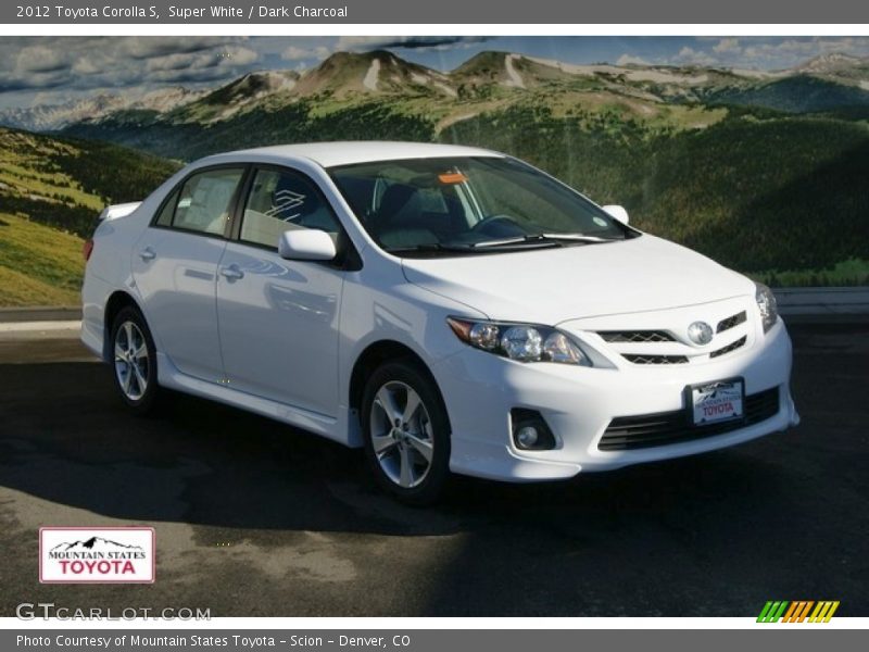 Super White / Dark Charcoal 2012 Toyota Corolla S