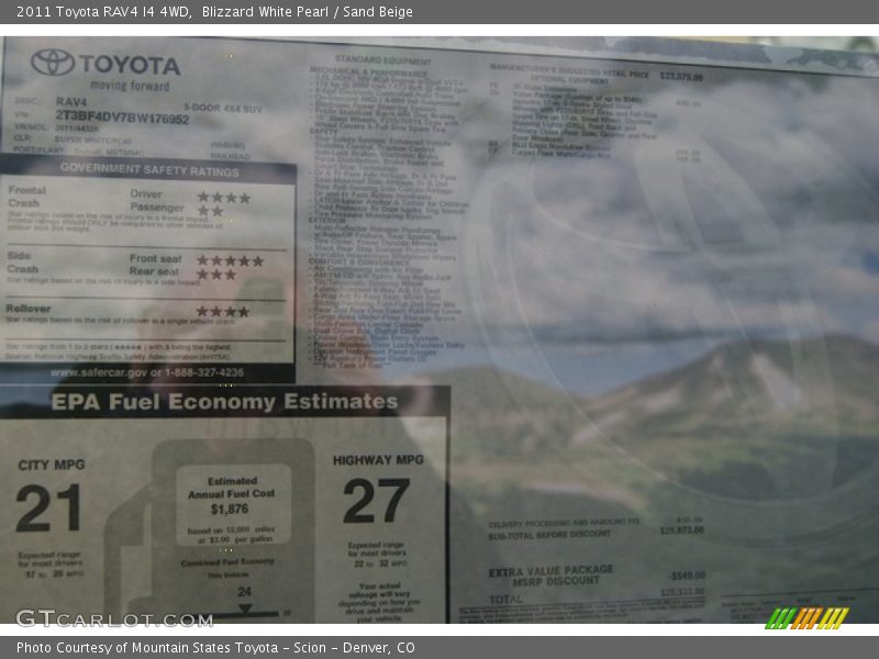 Blizzard White Pearl / Sand Beige 2011 Toyota RAV4 I4 4WD