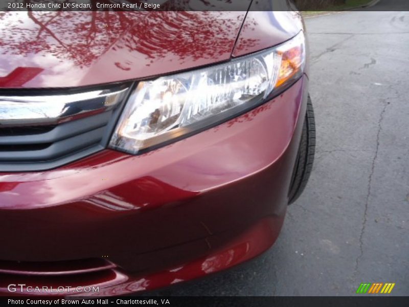 Crimson Pearl / Beige 2012 Honda Civic LX Sedan