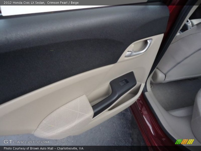 Crimson Pearl / Beige 2012 Honda Civic LX Sedan