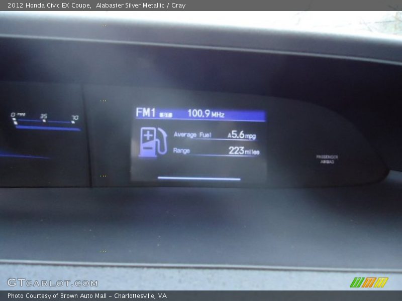 Alabaster Silver Metallic / Gray 2012 Honda Civic EX Coupe