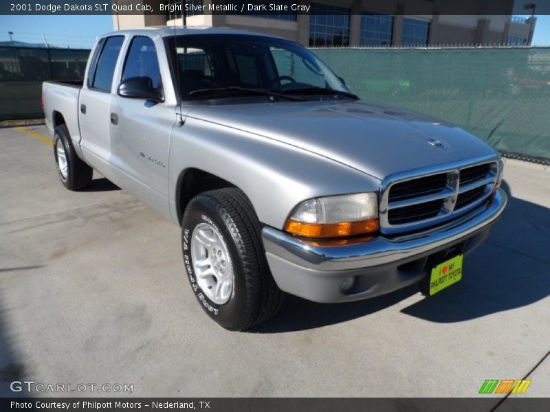 Bright Silver Metallic / Dark Slate Gray 2001 Dodge Dakota SLT Quad Cab