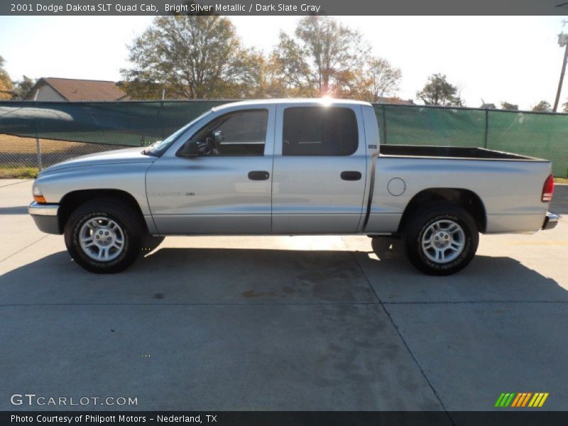 Bright Silver Metallic / Dark Slate Gray 2001 Dodge Dakota SLT Quad Cab
