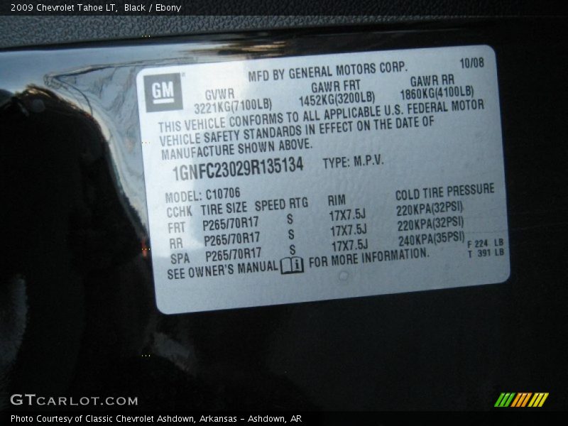 Black / Ebony 2009 Chevrolet Tahoe LT