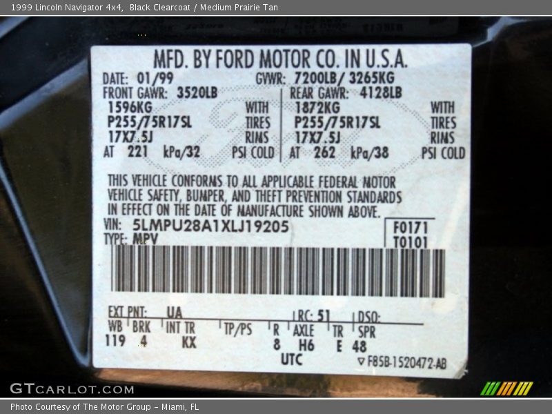 Black Clearcoat / Medium Prairie Tan 1999 Lincoln Navigator 4x4