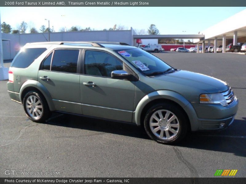 Titanium Green Metallic / Medium Light Stone 2008 Ford Taurus X Limited AWD