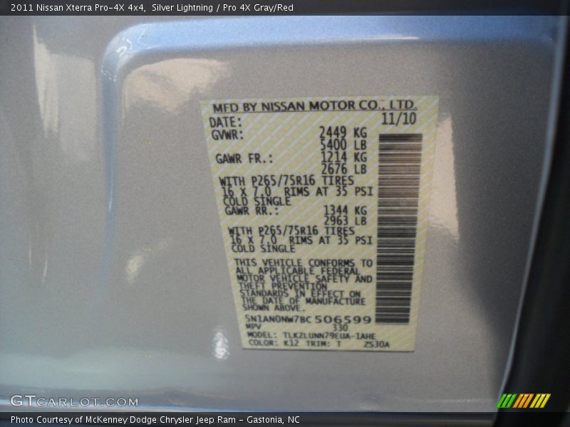 Silver Lightning / Pro 4X Gray/Red 2011 Nissan Xterra Pro-4X 4x4