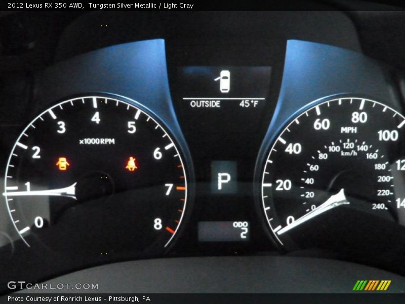 Tungsten Silver Metallic / Light Gray 2012 Lexus RX 350 AWD