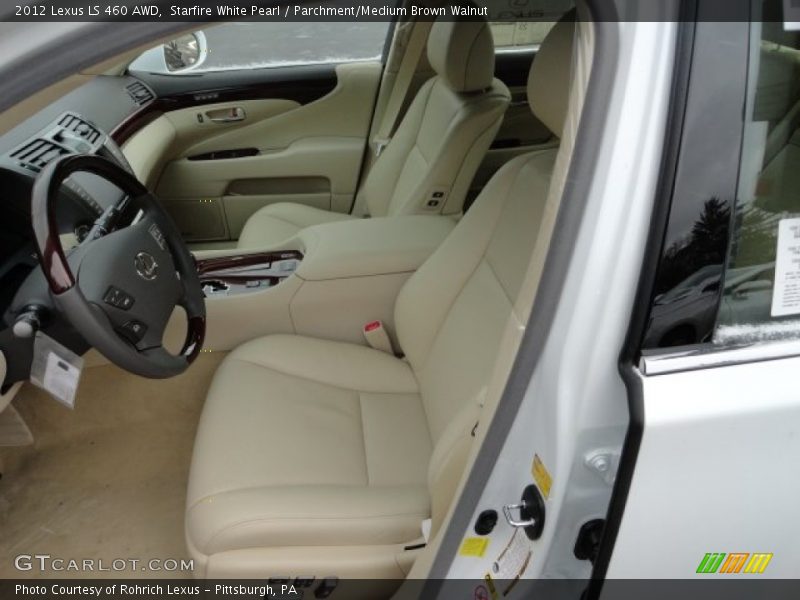 Starfire White Pearl / Parchment/Medium Brown Walnut 2012 Lexus LS 460 AWD