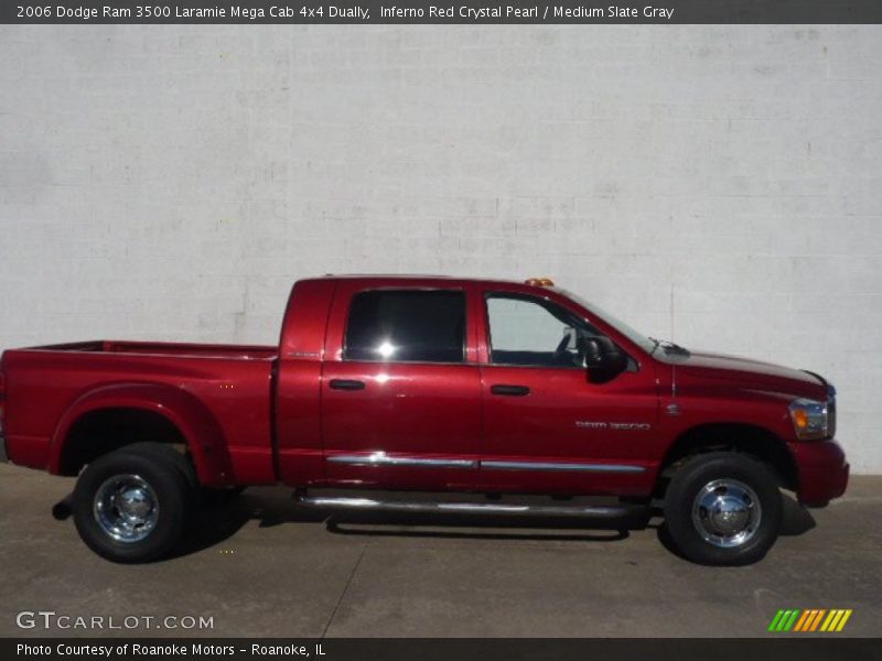 Inferno Red Crystal Pearl / Medium Slate Gray 2006 Dodge Ram 3500 Laramie Mega Cab 4x4 Dually