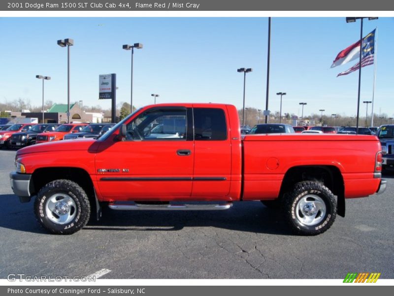 Flame Red / Mist Gray 2001 Dodge Ram 1500 SLT Club Cab 4x4