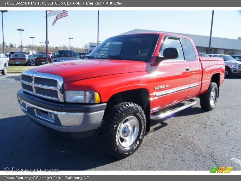 Flame Red / Mist Gray 2001 Dodge Ram 1500 SLT Club Cab 4x4