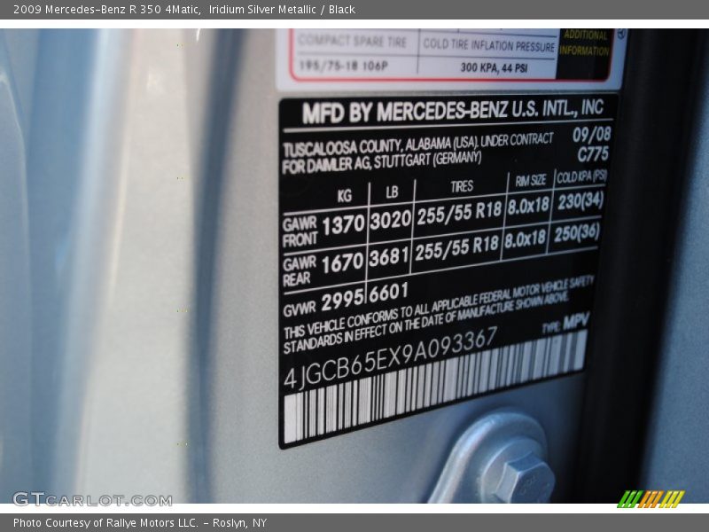 Iridium Silver Metallic / Black 2009 Mercedes-Benz R 350 4Matic